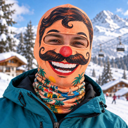 MollyTee Funny Cartoon Face Ski Mask Retro Clown Mustache Big Lips & Goofy Expressions Full Face Balaclava (10 faces)