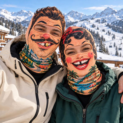 MollyTee Funny Cartoon Face Ski Mask Retro Clown Mustache Big Lips & Goofy Expressions Full Face Balaclava (10 faces)