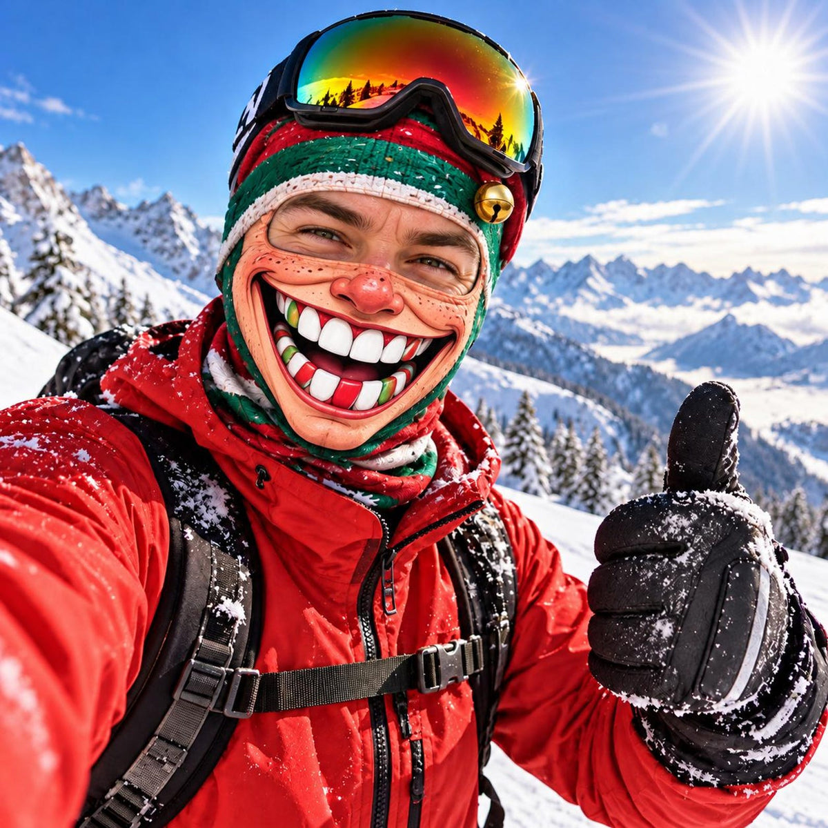 MollyTee Funny Christmas Face Ski Mask Santa Claus Snowman & Holiday Lights Print Full Face Balaclava (13 faces)