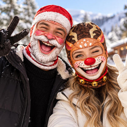MollyTee Funny Christmas Face Ski Mask Santa Claus Snowman & Holiday Lights Print Full Face Balaclava (13 faces)