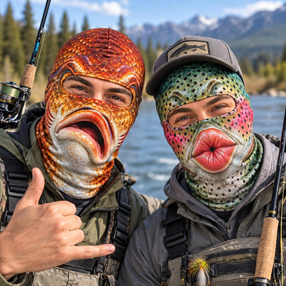 MollyTee Funny Fish Face Ski Mask Largemouth Bass Rainbow Trout Catfish Walleye Northern Pike & Freshwater Fish Full Face Balaclava (10 fish masks)