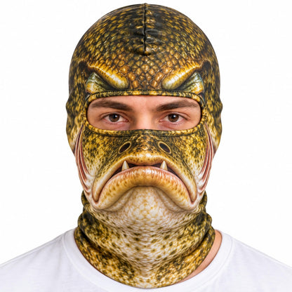 MollyTee Funny Fish Face Ski Mask Largemouth Bass Rainbow Trout Catfish Walleye Northern Pike & Freshwater Fish Full Face Balaclava (10 fish masks)