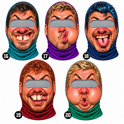 MollyTee Funny Ugly Face Ski Mask Crazy Missing Teeth Big Lips Mustache & Tongue Out Expressions Full Face Balaclava (20 faces)