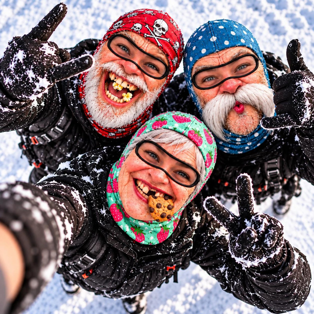 MollyTee Funny Face 3D-Print Balaclava – Full-Face Ski Mask with Eye Cutouts, Printed Teeth/Beard/Mouth Graphics & Novelty Patterns