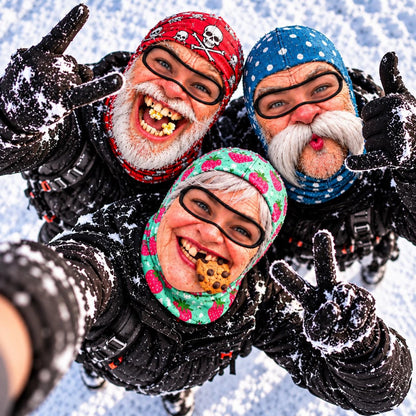 MollyTee Funny Face 3D-Print Balaclava – Full-Face Ski Mask with Eye Cutouts, Printed Teeth/Beard/Mouth Graphics & Novelty Patterns