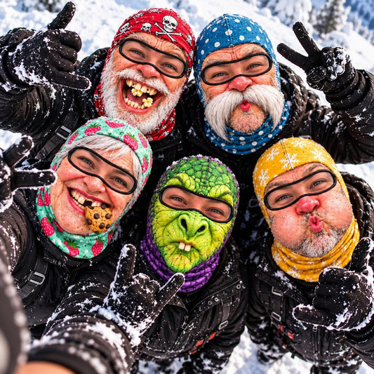 MollyTee Funny Face 3D-Print Balaclava – Full-Face Ski Mask with Eye Cutouts, Printed Teeth/Beard/Mouth Graphics & Novelty Patterns