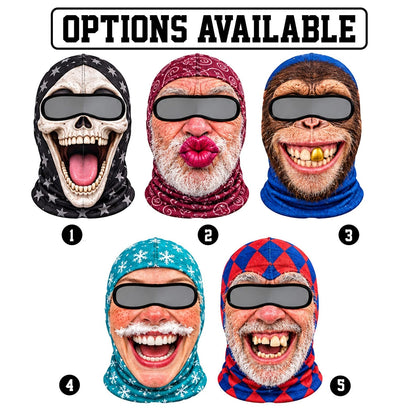 MollyTee Funny Crazy Face Ski Mask Skull Monkey Big Lips Santa Beard & Hilarious Expressions Full Face Balaclava (5 faces)