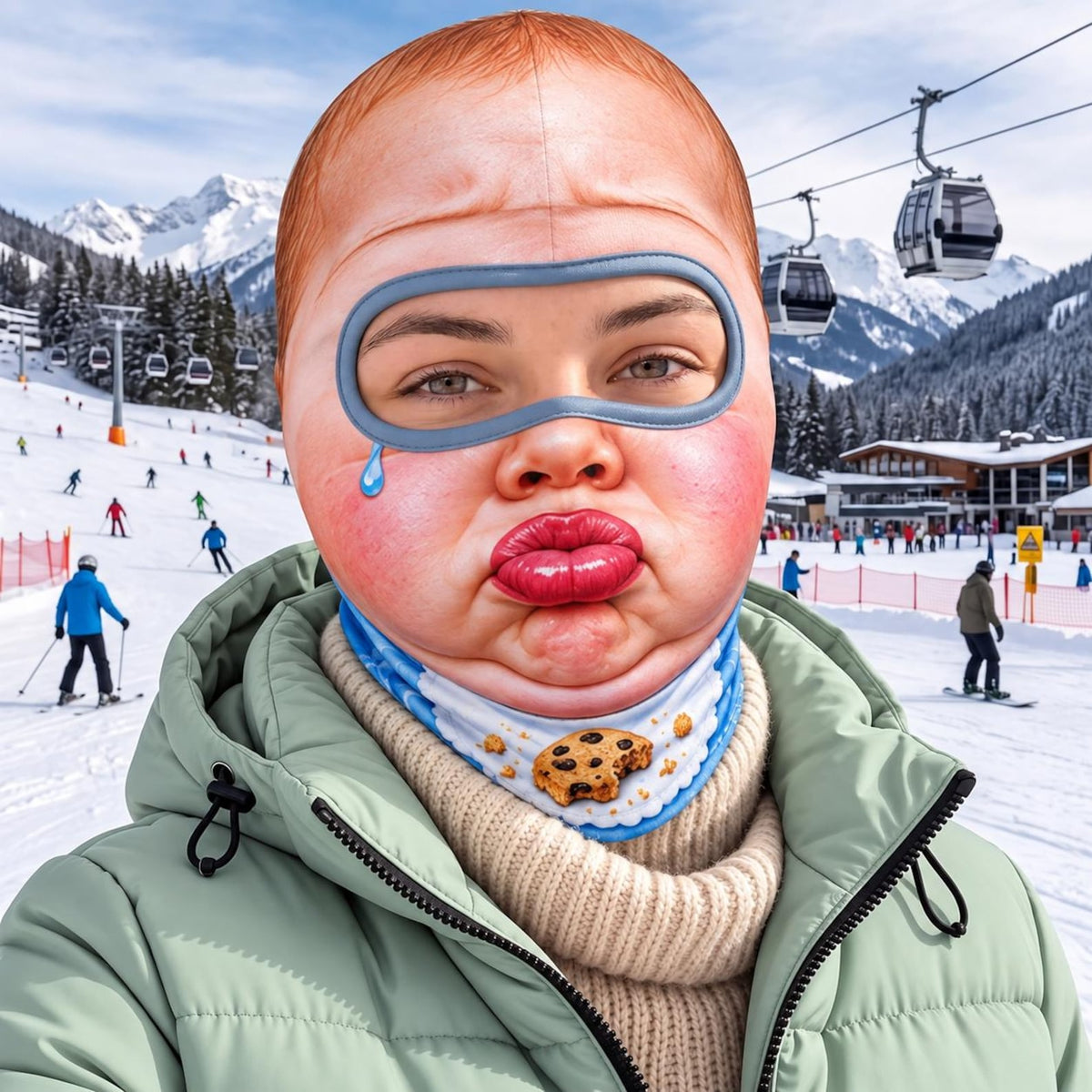 MollyTee Funny Crazy Face Ski Mask Gorilla Bubblegum Snow Monster Baby Face Raccoon & Lucha Libre Full Face Balaclava (5 faces)