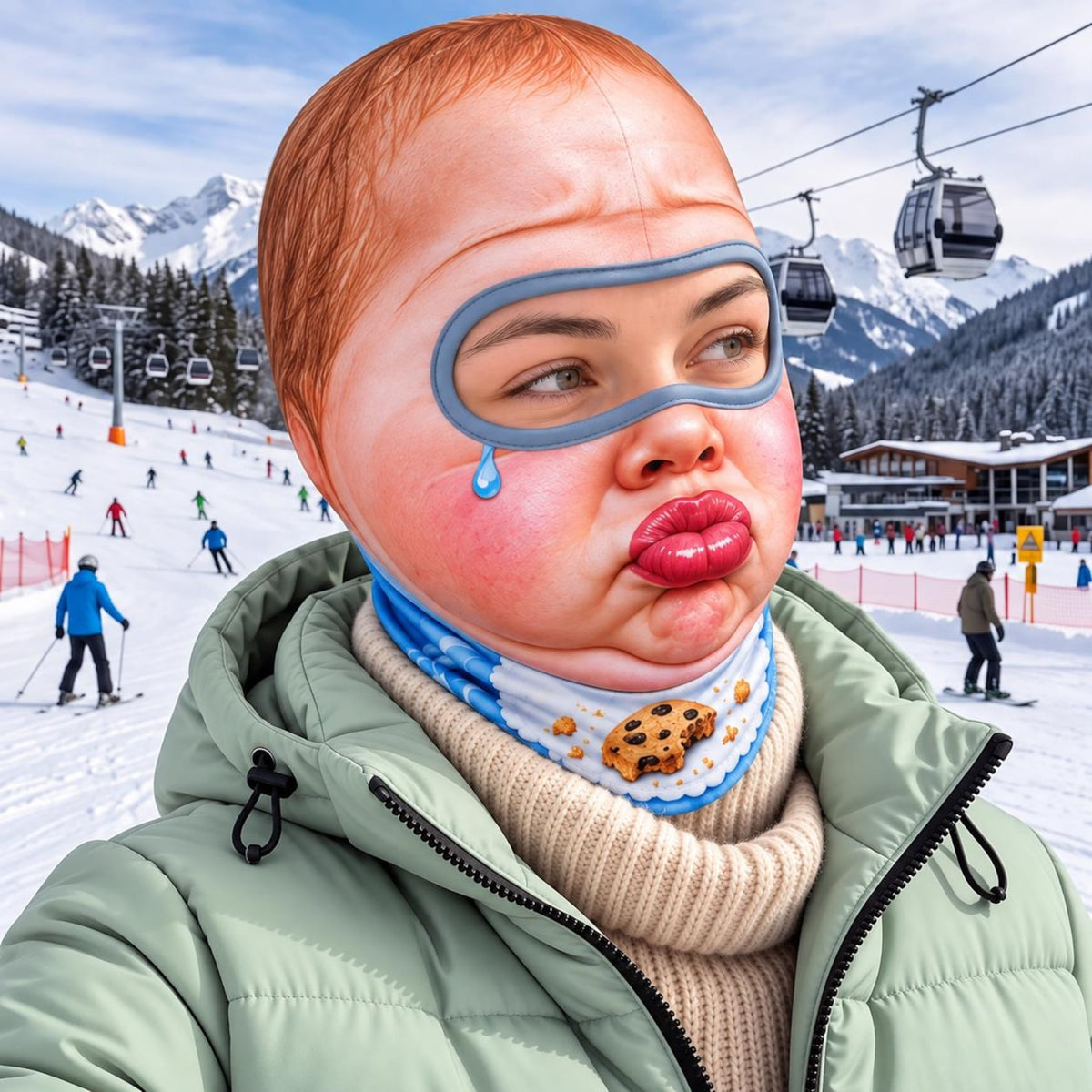 MollyTee Funny Crazy Face Ski Mask Gorilla Bubblegum Snow Monster Baby Face Raccoon & Lucha Libre Full Face Balaclava (5 faces)