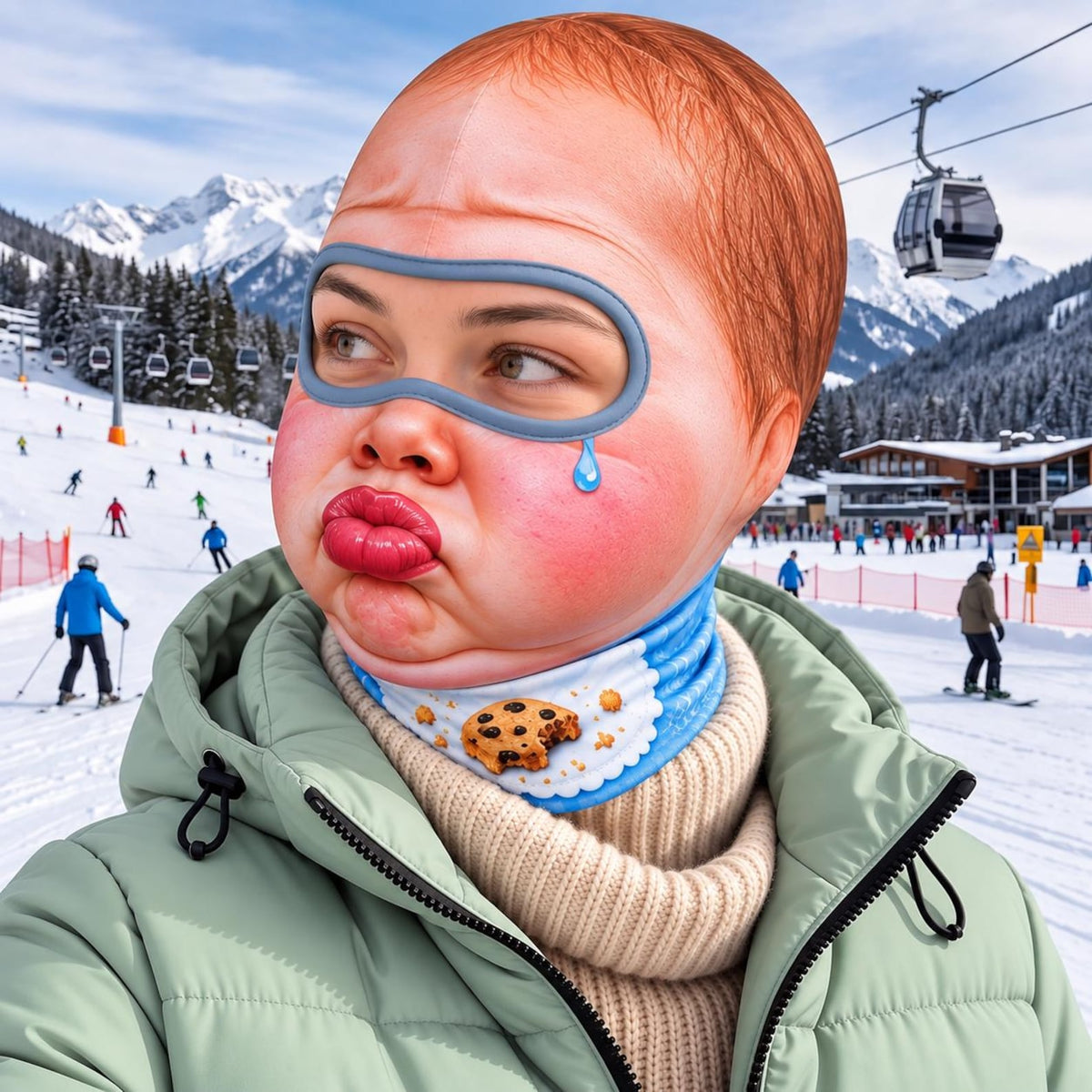 MollyTee Funny Crazy Face Ski Mask Gorilla Bubblegum Snow Monster Baby Face Raccoon & Lucha Libre Full Face Balaclava (5 faces)