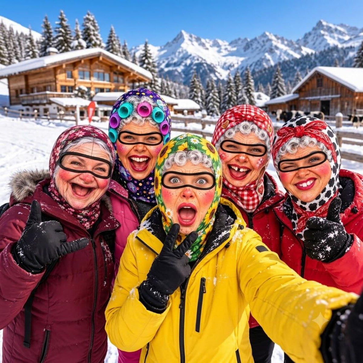 MollyTee Funny Hair Rollers Meme Grandma Balaclava Ski Mask (5 Faces)