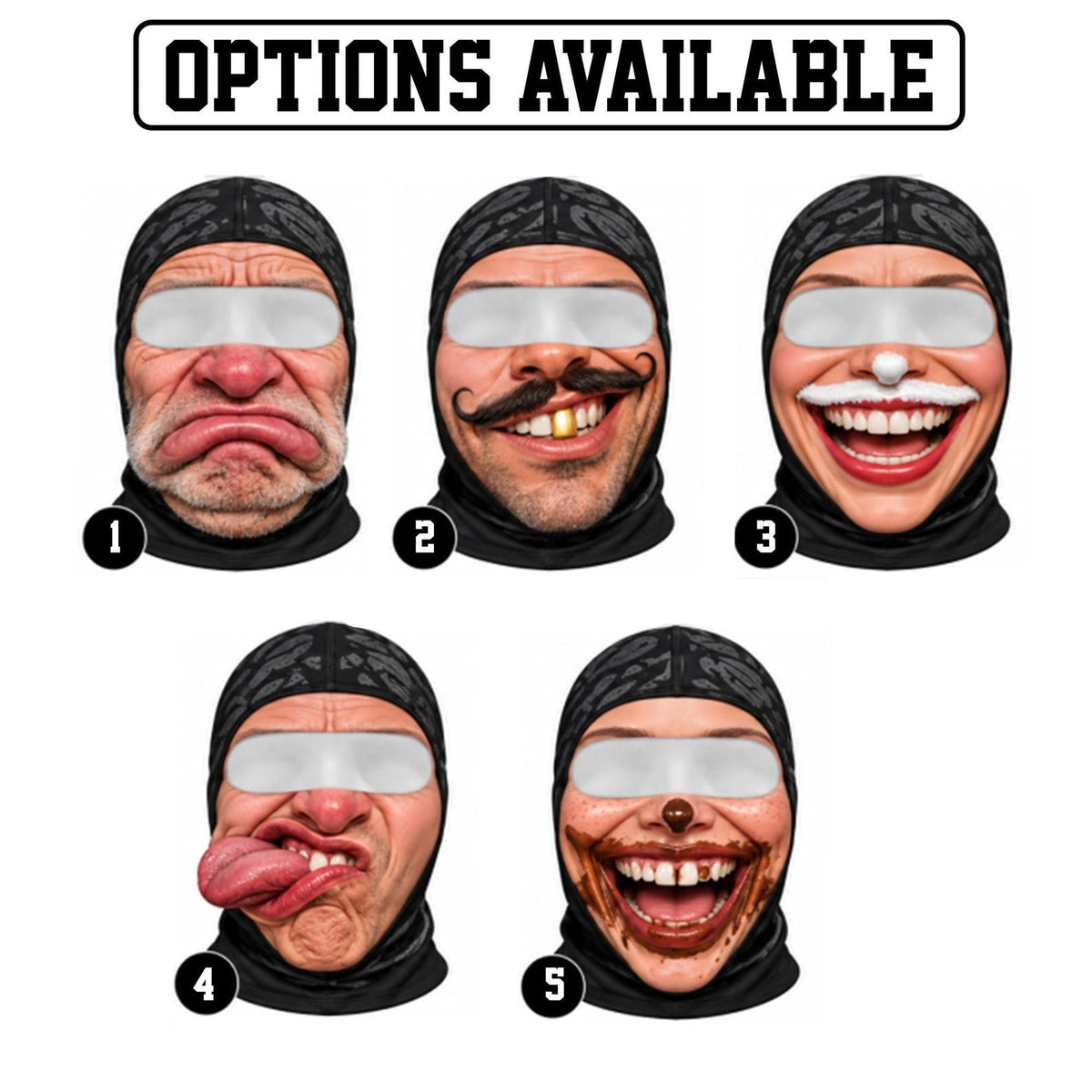MollyTee Funny Expression 3D-Print Face Mask Balaclava (5 faces)