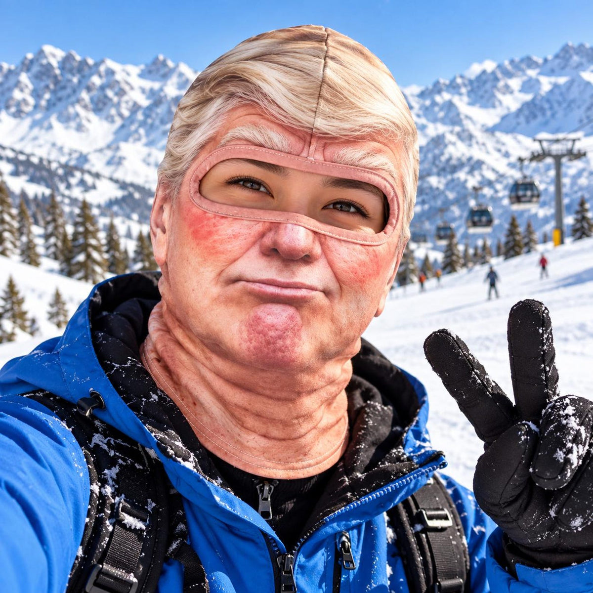MollyTee Funny Realistic Blonde Old Man Face Ski Mask Happy Grumpy & Smirking Expressions Full Face Balaclava (3 masks)