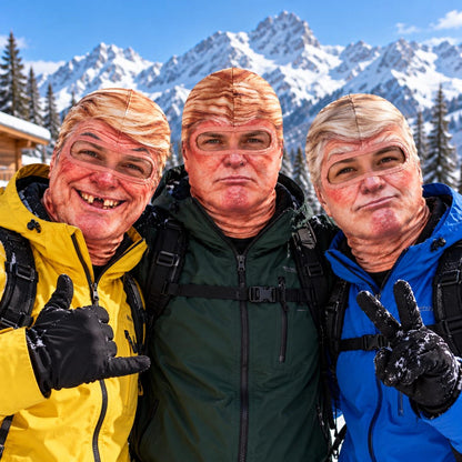 MollyTee Funny Realistic Blonde Old Man Face Ski Mask Happy Grumpy & Smirking Expressions Full Face Balaclava (3 masks)