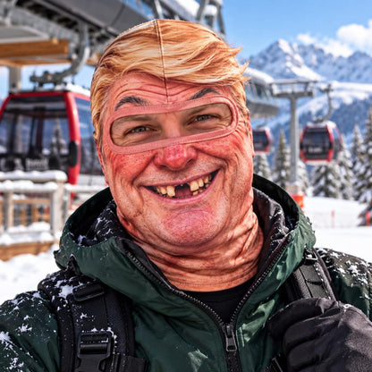 MollyTee Funny Realistic Blonde Old Man Face Ski Mask Happy Grumpy & Smirking Expressions Full Face Balaclava (3 masks)