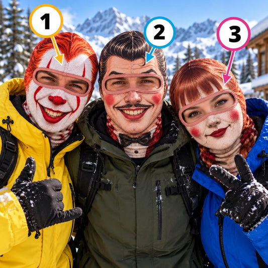 MollyTee Funny Character Face 3D-Print Balaclava – Clown, Vintage Gentleman & Redhead