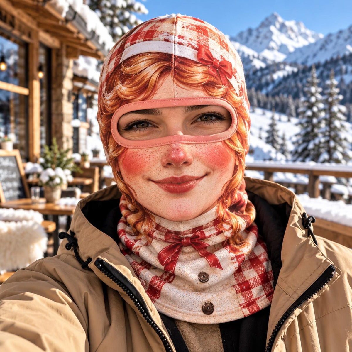 MollyTee Funny Realistic Vintage Face Ski Mask Old Man Grandma Blonde Grandpa & Retro Girl Full Face Balaclava (4 faces)