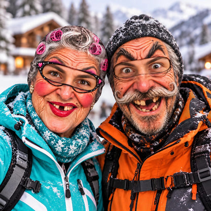 MollyTee Funny Ugly Face Ski Mask Crazy Old Man Missing Teeth Mustache Grandma Clown & Pirate Expressions Full Face Balaclava (10 faces)