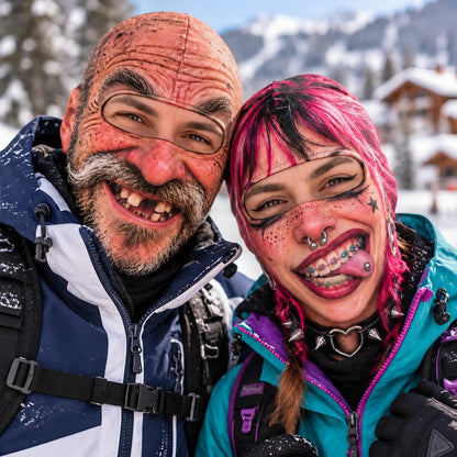 MollyTee Funny Ugly Face Ski Mask Big Nose Missing Teeth Braces & Piercing Expressions Realistic Face Balaclava (10 Faces)