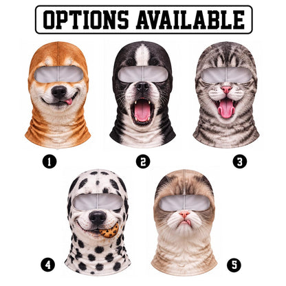 MollyTee Funny Cute Dalmatian Dog & Grumpy Cat Face Ski Mask Realistic Animal Print Full Face Balaclava (5 faces)