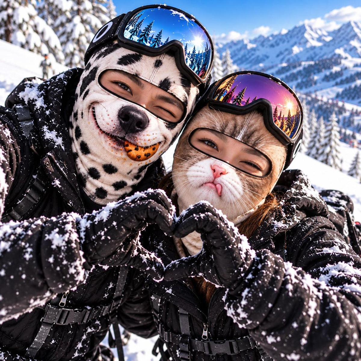 MollyTee Funny Cute Dalmatian Dog & Grumpy Cat Face Ski Mask Realistic Animal Print Full Face Balaclava (5 faces)