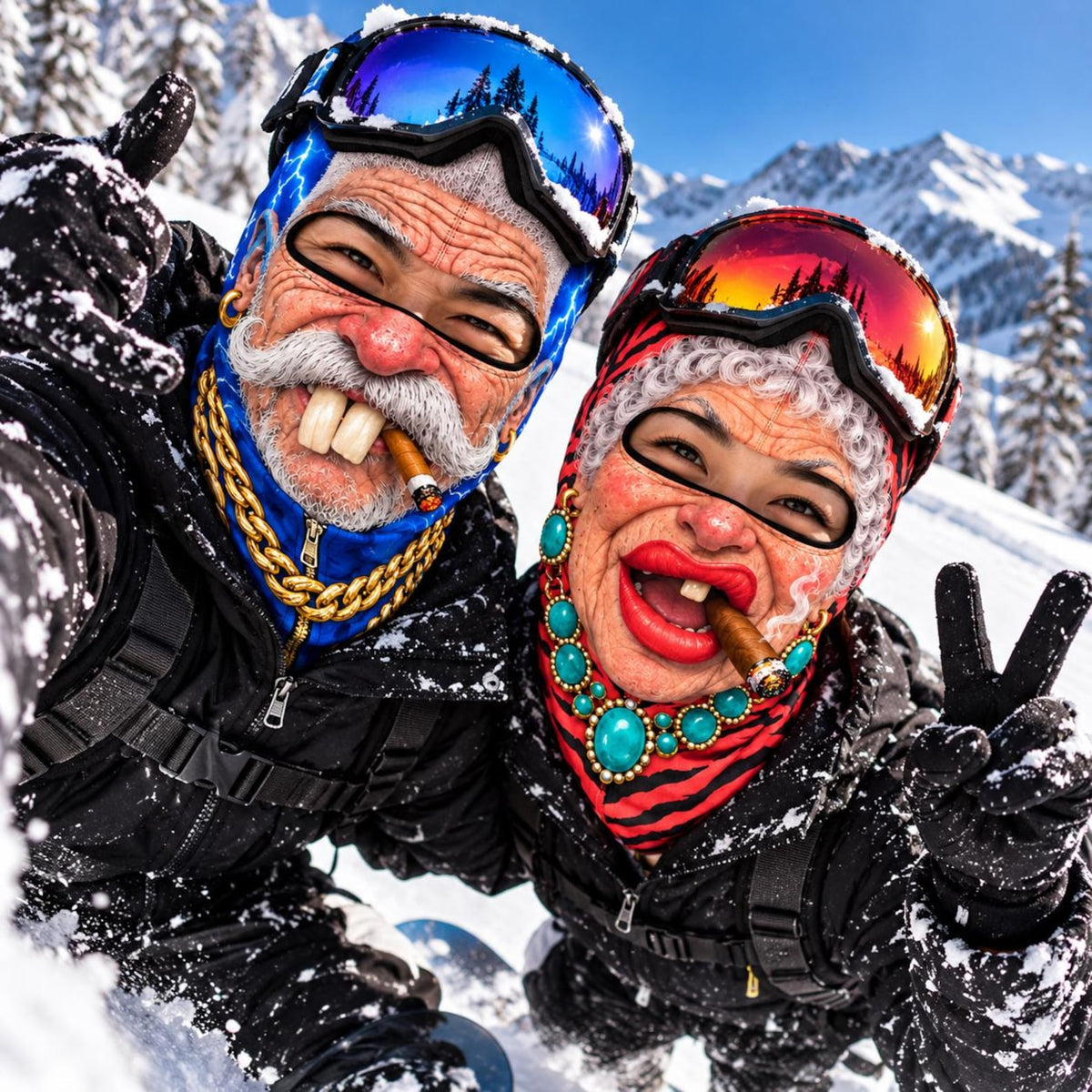MollyTee Funny Hip Hop Grandpa Grandma Ski Mask (5 Faces)