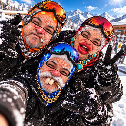 MollyTee Funny Hip Hop Grandpa Grandma Ski Mask (5 Faces)
