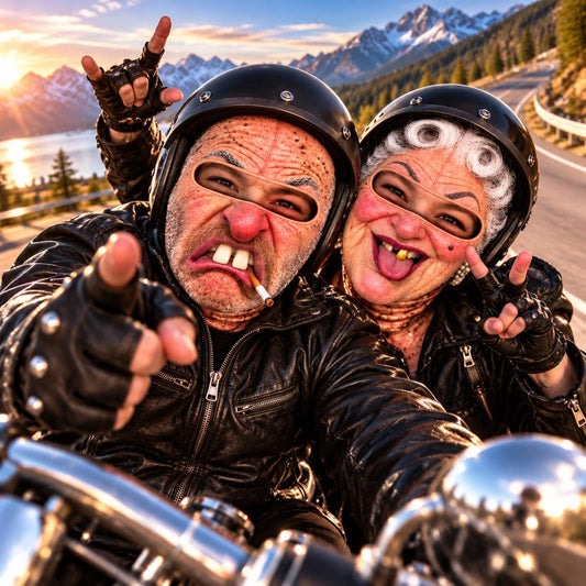 MollyTee Funny Grandpa Grandma Motobiker Ski Mask Face Balaclava (5 faces)