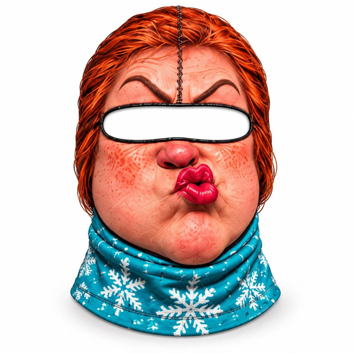 MollyTee Funny Ugly Face Ski Mask Crazy Missing Teeth Big Lips Curly Mustache Grumpy Grandma & Tongue Out Expressions Full Face Balaclava (10 faces)