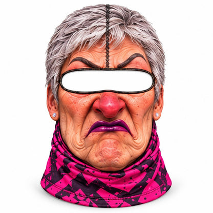 MollyTee Funny Ugly Face Ski Mask Crazy Missing Teeth Big Lips Curly Mustache Grumpy Grandma & Tongue Out Expressions Full Face Balaclava (10 faces)