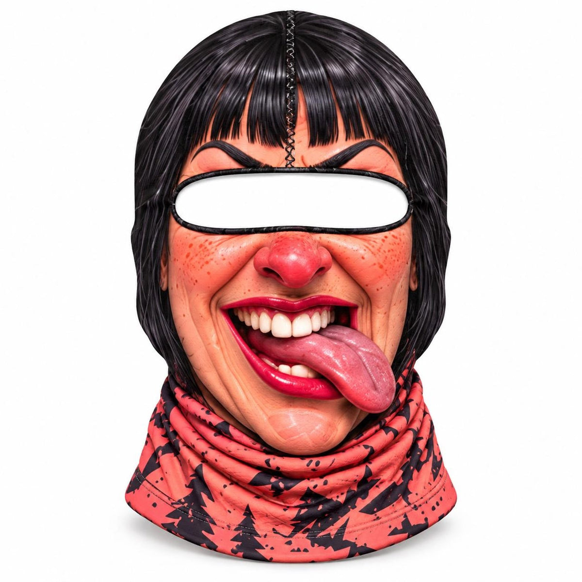 MollyTee Funny Ugly Face Ski Mask Crazy Missing Teeth Big Lips Curly Mustache Grumpy Grandma & Tongue Out Expressions Full Face Balaclava (10 faces)