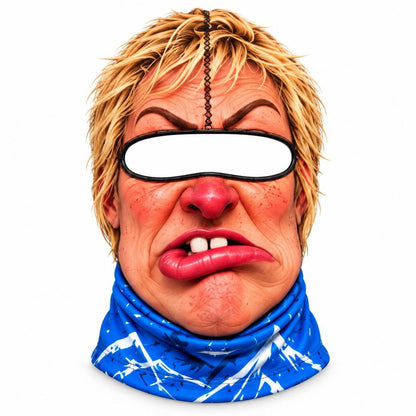 MollyTee Funny Ugly Face Ski Mask Crazy Missing Teeth Big Lips Curly Mustache Grumpy Grandma & Tongue Out Expressions Full Face Balaclava (10 faces)