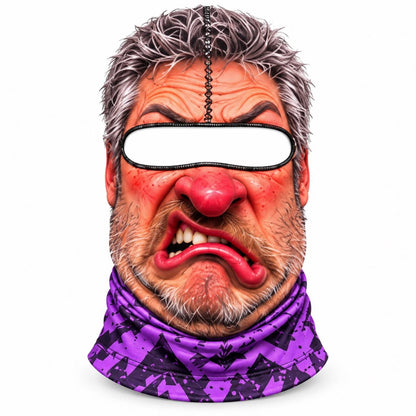 MollyTee Funny Ugly Face Ski Mask Crazy Missing Teeth Big Lips Curly Mustache Grumpy Grandma & Tongue Out Expressions Full Face Balaclava (10 faces)