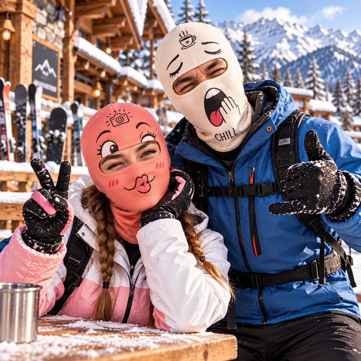 MollyTee Funny Cartoon Emoji Face Ski Mask Colorful Winking Smiling Confused & Sleepy Expressions Full Face Balaclava (12 masks)
