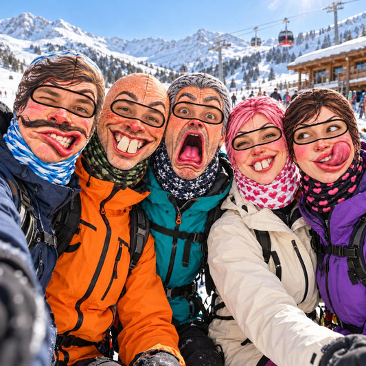 MollyTee Funny Ugly Face Ski Mask Goofy Mustache Big Teeth Crazy Tongue & Hilarious Facial Expressions Full Face Balaclava (12 faces)