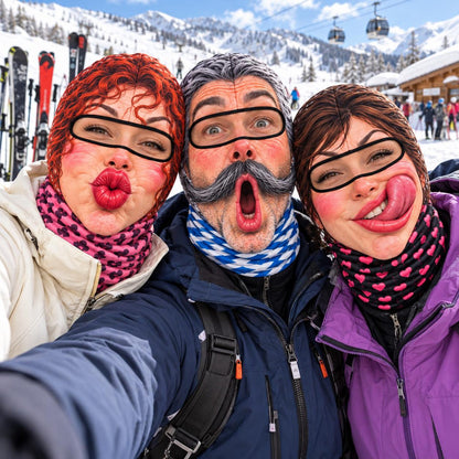 MollyTee Funny Ugly Face Ski Mask Goofy Mustache Big Teeth Crazy Tongue & Hilarious Facial Expressions Full Face Balaclava (12 faces)