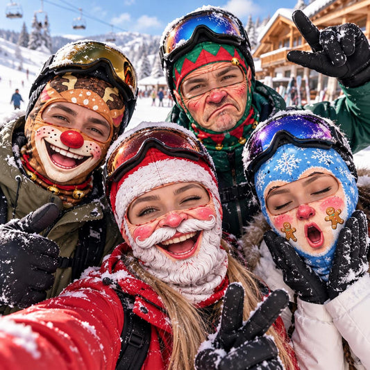 MollyTee Funny Christmas Face Ski Mask Santa Claus Snowman & Holiday Lights Print Full Face Balaclava (13 faces)