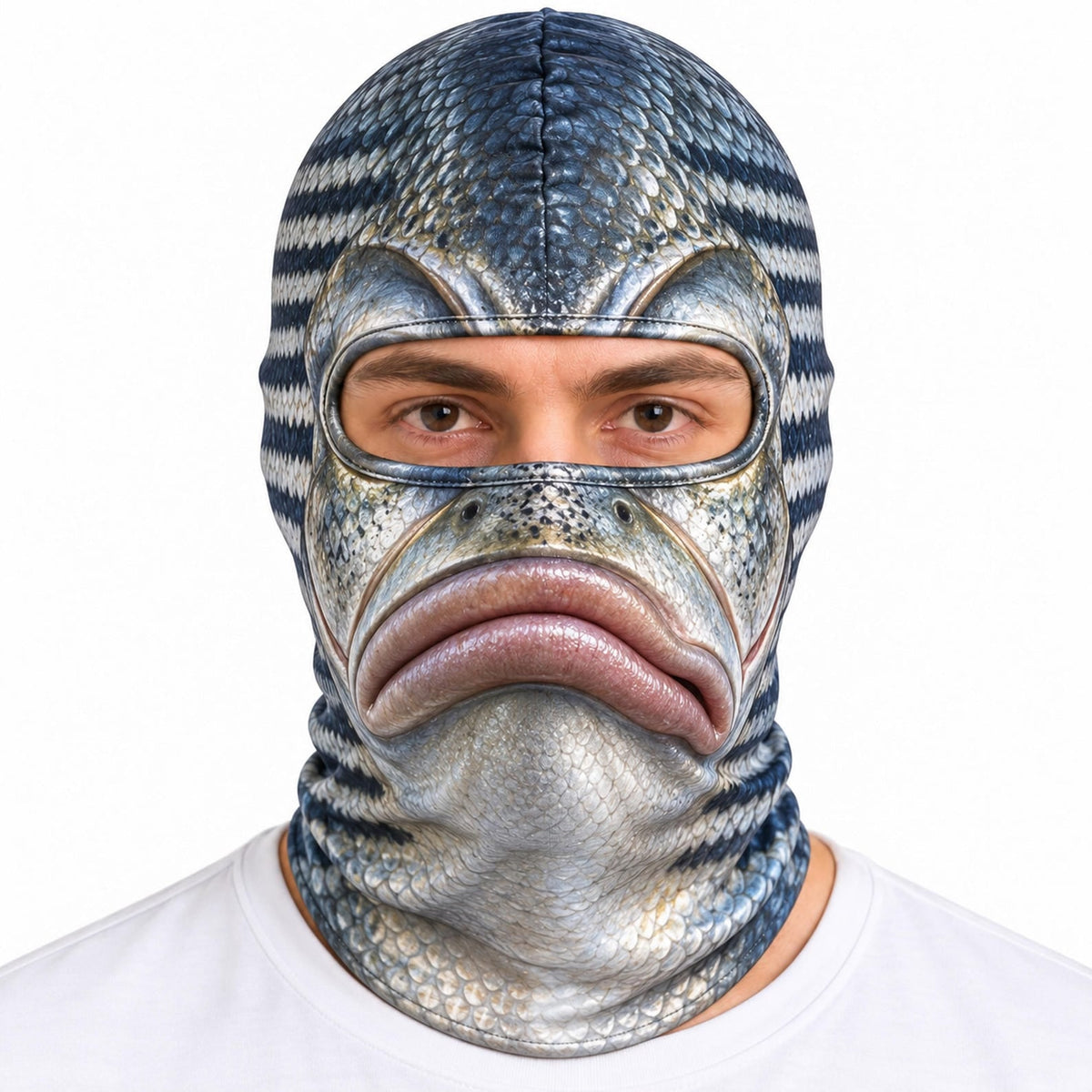 MollyTee Funny Fish Face Ski Mask Largemouth Bass Rainbow Trout Catfish Walleye Northern Pike & Freshwater Fish Full Face Balaclava (10 fish masks)