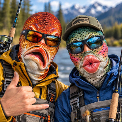 MollyTee Funny Fish Face Ski Mask Largemouth Bass Rainbow Trout Catfish Walleye Northern Pike & Freshwater Fish Full Face Balaclava (10 fish masks)