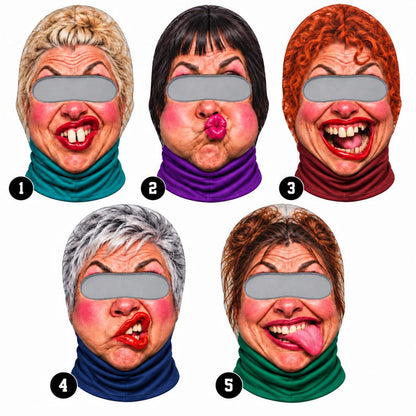 MollyTee Funny Ugly Face Ski Mask Crazy Missing Teeth Big Lips Mustache & Tongue Out Expressions Full Face Balaclava (20 faces)