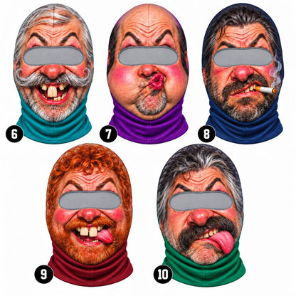MollyTee Funny Ugly Face Ski Mask Crazy Missing Teeth Big Lips Mustache & Tongue Out Expressions Full Face Balaclava (20 faces)