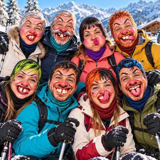 MollyTee Funny Ugly Face Ski Mask Crazy Missing Teeth Big Lips Mustache & Tongue Out Expressions Full Face Balaclava (20 faces)