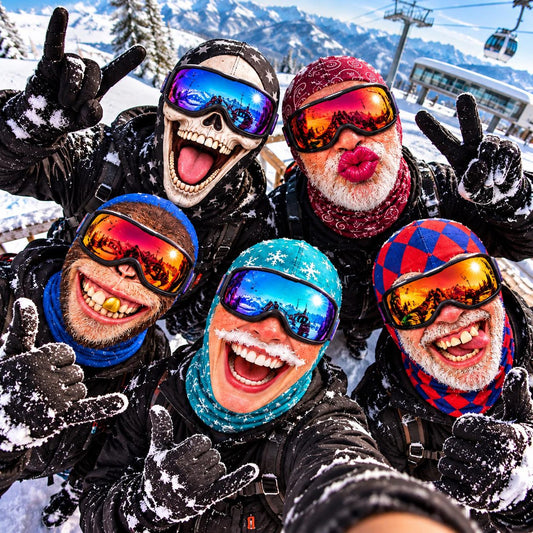MollyTee Funny Crazy Face Ski Mask Skull Monkey Big Lips Santa Beard & Hilarious Expressions Full Face Balaclava (5 faces)