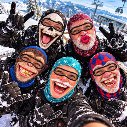 MollyTee Funny Crazy Face Ski Mask Skull Monkey Big Lips Santa Beard & Hilarious Expressions Full Face Balaclava (5 faces)