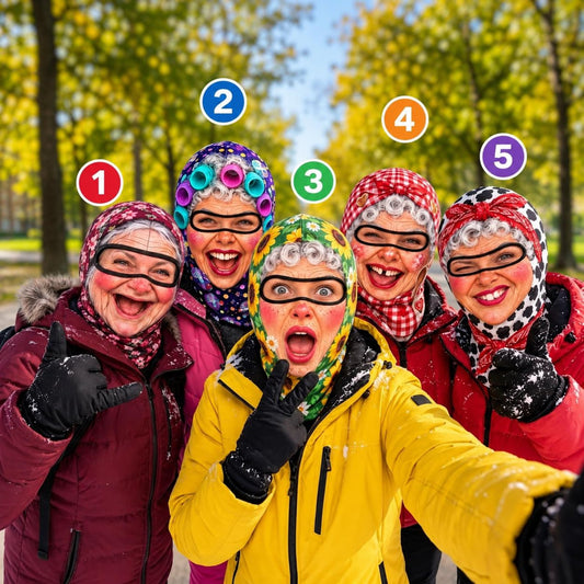 MollyTee Funny Hair Rollers Meme Grandma Balaclava Ski Mask (5 Faces)