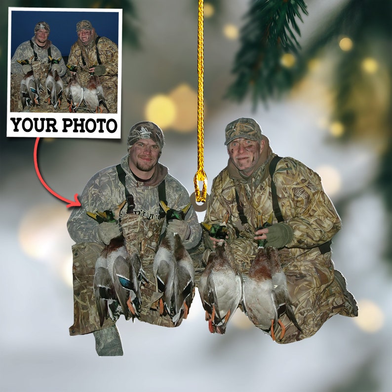 MollyTee Custom Photo Duck Hunter Ornament Gift for Deer Hunter - image 3