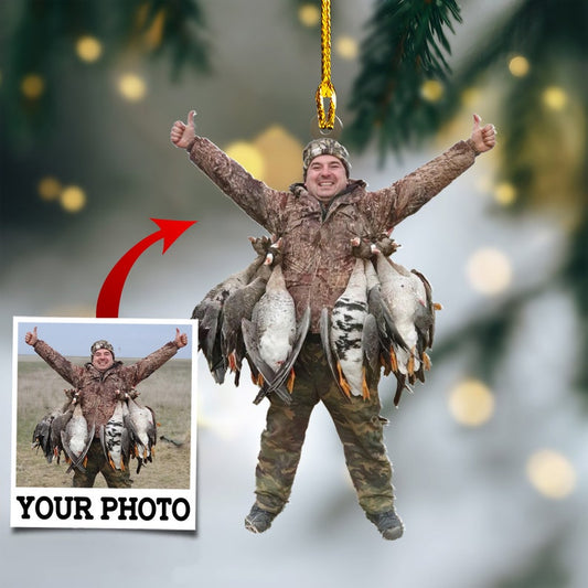 MollyTee Custom Photo Duck Hunter Ornament Gift for Deer Hunter - image 2