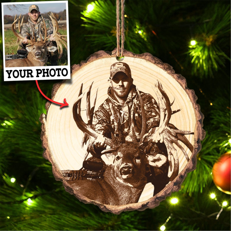 MollyTee Custom Photo Deer Hunting Ornament Gift for Deer Hunter - image 1