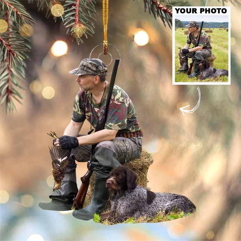 MollyTee Custom Photo Christmas Hunting Ornament Gift for Deer Hunter - image 1