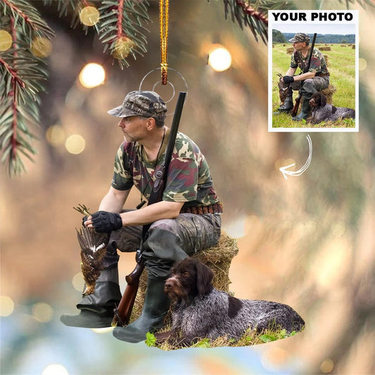 MollyTee Custom Photo Christmas Hunting Ornament Gift for Deer Hunter - image 1